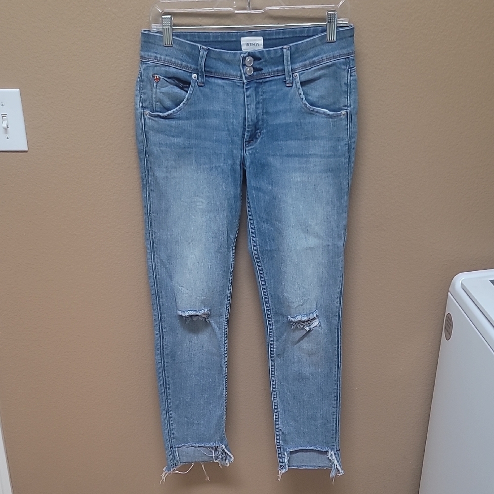 Hudson Jeans Distressed Light Blue Ankle Denim 👖